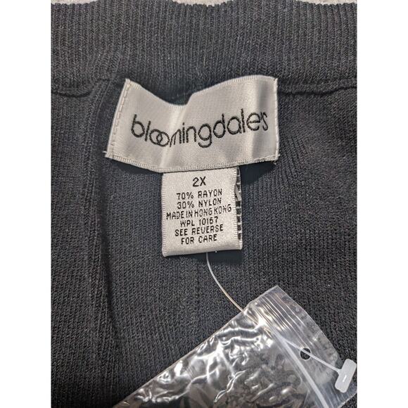 Bloomingdale's Cropped Pants Women 2X Black Hem Detail Knit High Rise P52 - Picture 2 of 11